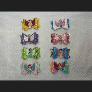 Disney princess hair bow lot 8pcs new